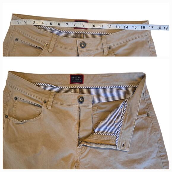 Untuckit 5-Pocket Chino Pants Don Santiago Tan 34x32 Relaxed Fit Men's Stretch - Picture 5 of 12